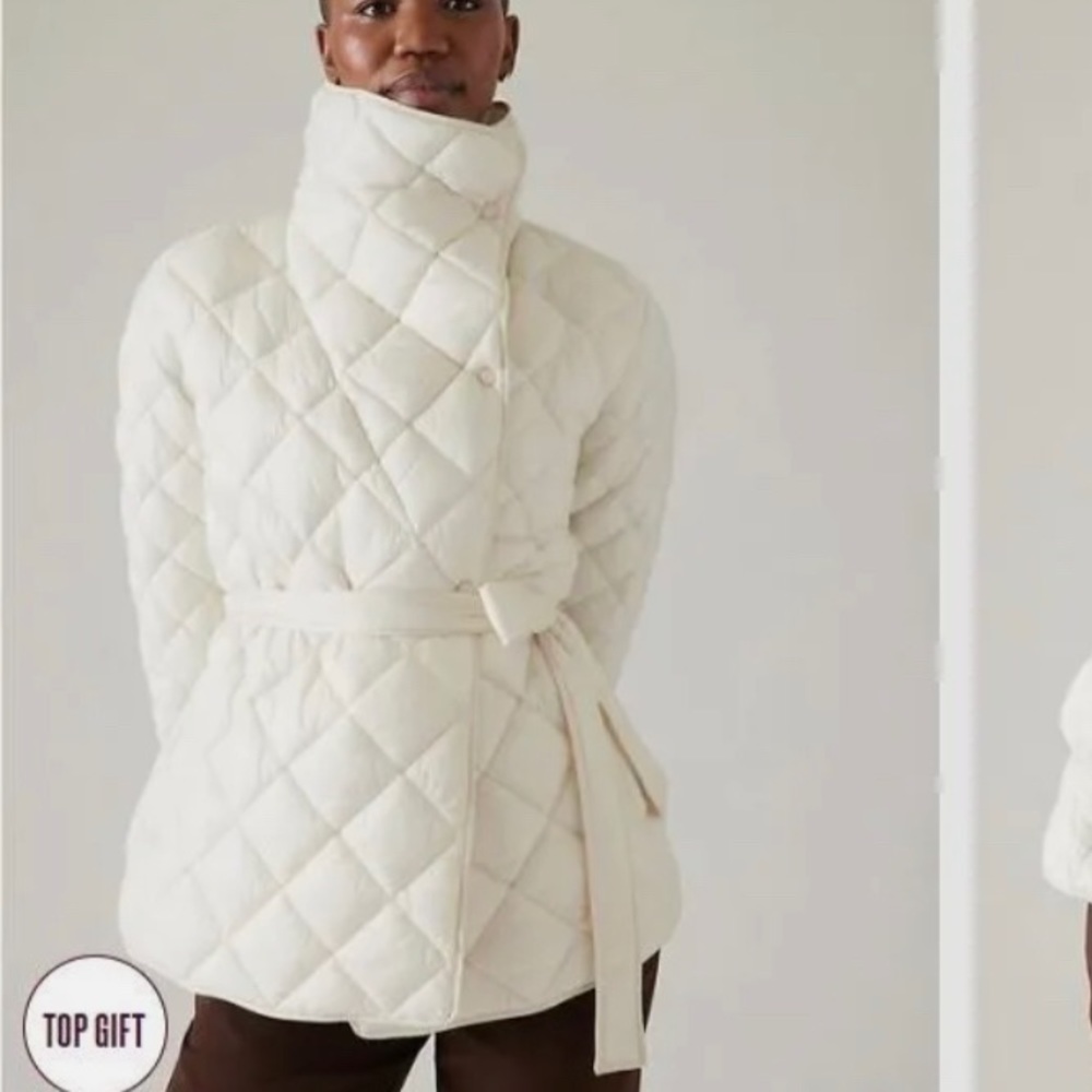 Athleta whisper featherless quilted wrap jacket coat